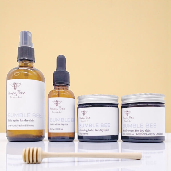 Complete face care bundle with raw Welsh honey and beeswax products for dry and maturing skin.