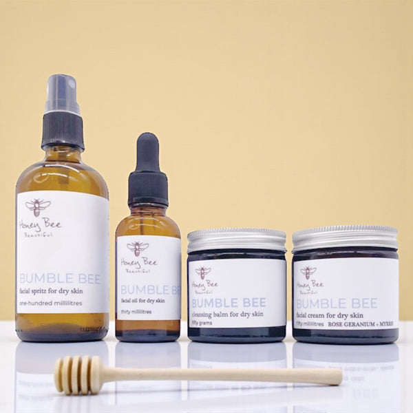 Complete face care bundle with raw Welsh honey and beeswax products for dry and maturing skin.