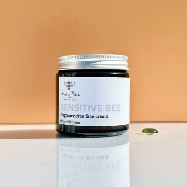 Fragrance-free face cream with raw Welsh honey and beeswax, designed for sensitive, dry, or maturing skin