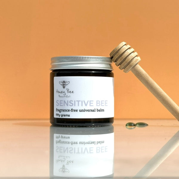 Fragrance free barrier supporting beeswax balm with raw Welsh honey  for dry, irritated, or eczema-prone skin
