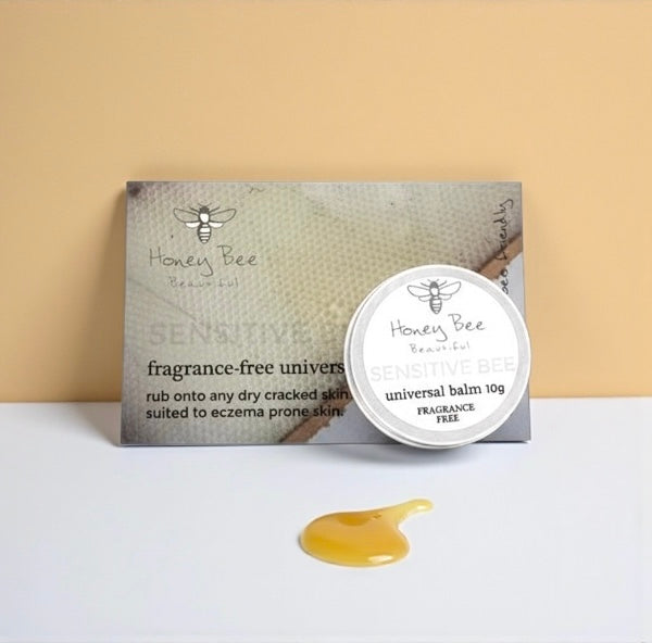 Soothing balm travel starter size with raw Welsh honey and beeswax, perfect for dry, irritated, or eczema-prone skin
