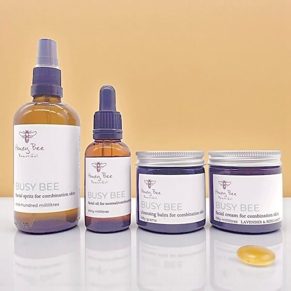 Complete face care bundle with raw Welsh honey and beeswax products tailored for combination skin.