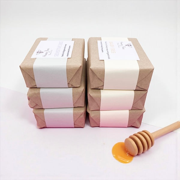 Raw honey fragrance free soap stack  bundle for sensitive, dry or mature skin