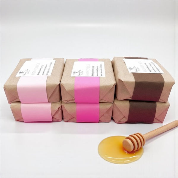Raw honey and rose soap stack bundle for sensitive, dry or mature skin