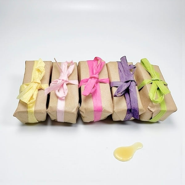 Raw honey soap stack mini travel size bundle for sensitive, dry or mature skin