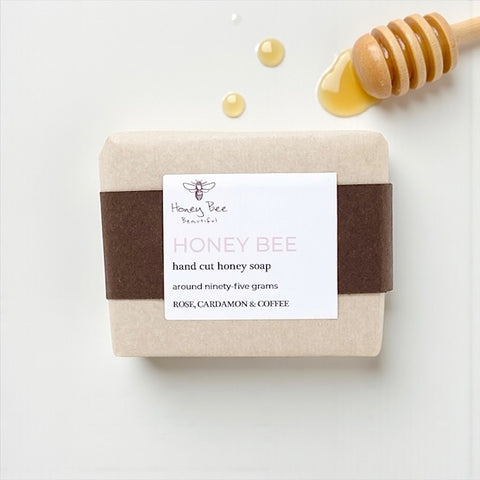 Honey Bee Exfoliating Soap Rose Cardamon & Coffee | Raw Honey