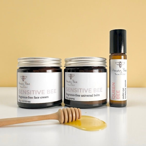 Fragrance free raw honey best selling cream balm and oil for sensitive, dry and maturing menopausal skin