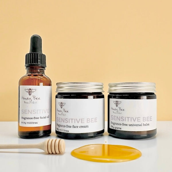 Top-selling fragrance free raw honey skincare bundle with Welsh honey and beeswax, tailored for dry and maturing skin.