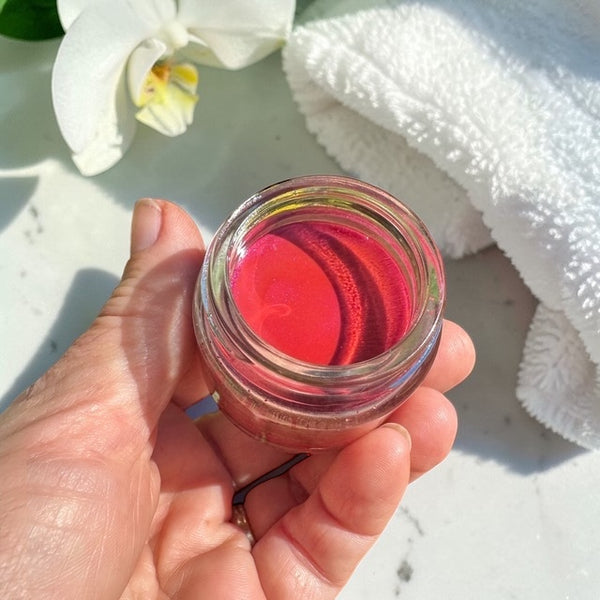 Poppy red tinted lip balm
