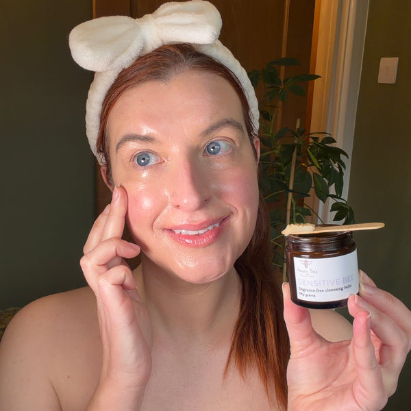 Raw honey fragrance free natural cleansing balm for sensitive skin